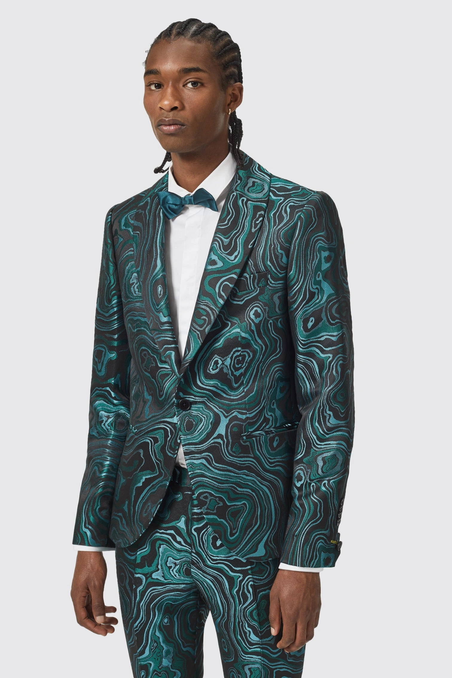 Prachtige Adichie Slim Fit Jas in Groen Jacquard - Perfect voor een stijlvolle look!