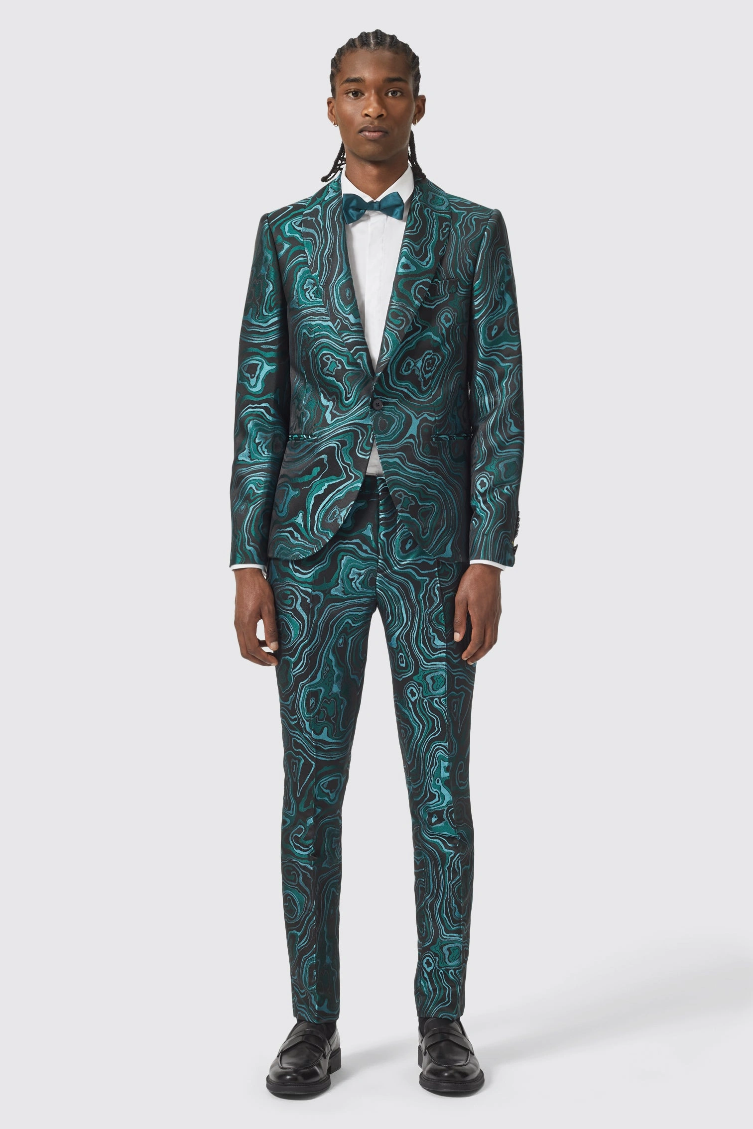 Adichie's Smaragdgroene Jacquardjas Slankgesneden Elegance